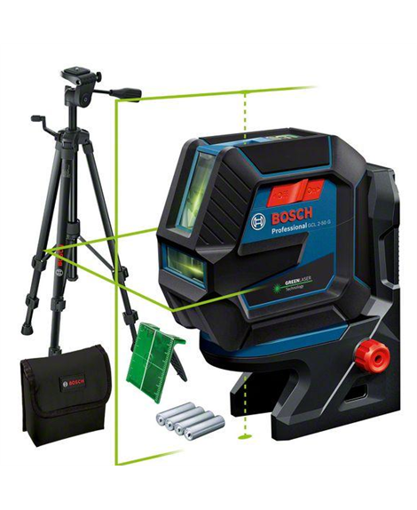 BOSCH Laser wielofunkcyjny GCL 2-50 G + RM10 + BT150 + pokrowiec + tarcza celownicza