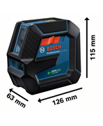 BOSCH Laser liniowy GLL 2-15 G + LB10 + zacisk sufitowy + pokrowiec + tarcza celownicza + futerał