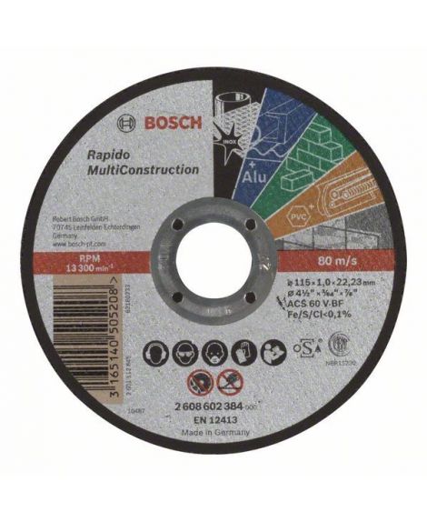 BOSCH Tarcza tnąca prosta Rapido Multi Construction ACS 60 V BF, 115 mm, 1,0 mm