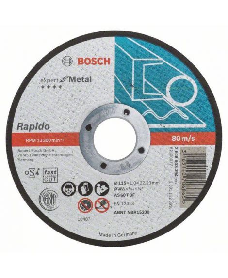 BOSCH Tarcza tnąca prosta Expert for Metal – Rapido AS 60 T BF, 115 mm, 1,0 mm