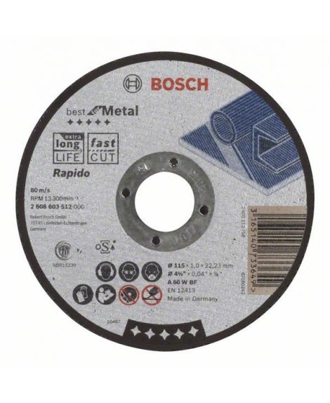 BOSCH Tarcza tnąca prosta Best for Metal – Rapido A 60 W BF, 115 mm, 1,0 mm