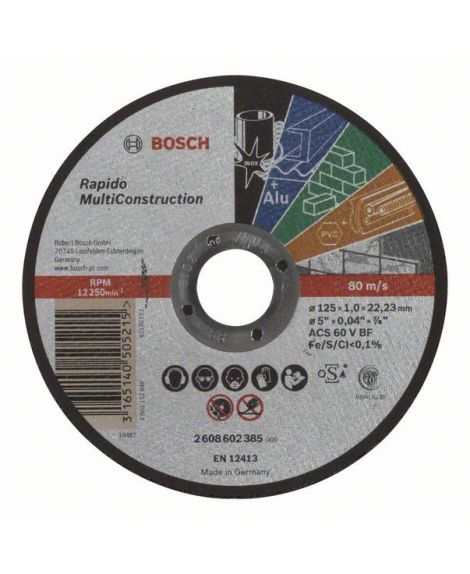 BOSCH Tarcza tnąca prosta Rapido Multi Construction ACS 60 V BF, 125 mm, 1,0 mm