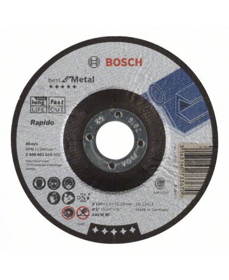 BOSCH Tarcza tnąca wygięta Best for Metal – Rapido A 60 W BF, 125 mm, 1,0 mm