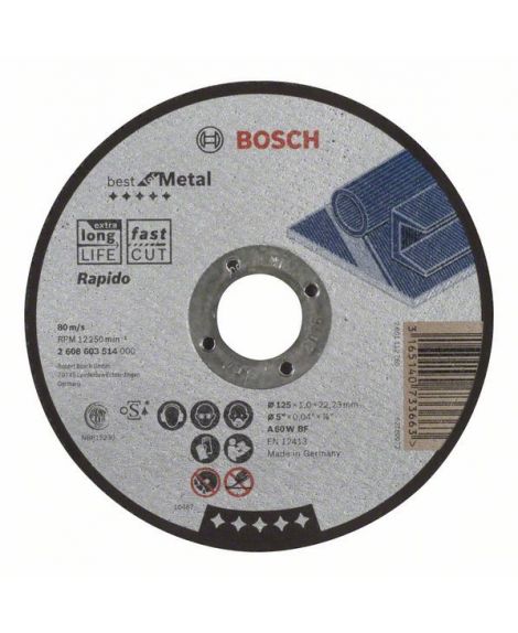 BOSCH Tarcza tnąca prosta Best for Metal – Rapido A 60 W BF, 125 mm, 1,0 mm