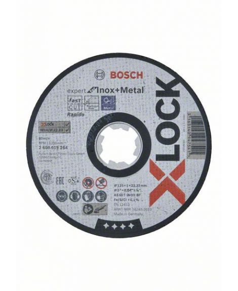 BOSCH X-LOCK Expert for Inox+Metal 115x1x22,23 do cięcia prostoliniowego AS 60 T INOX BF, 125 mm, 1,0 mm