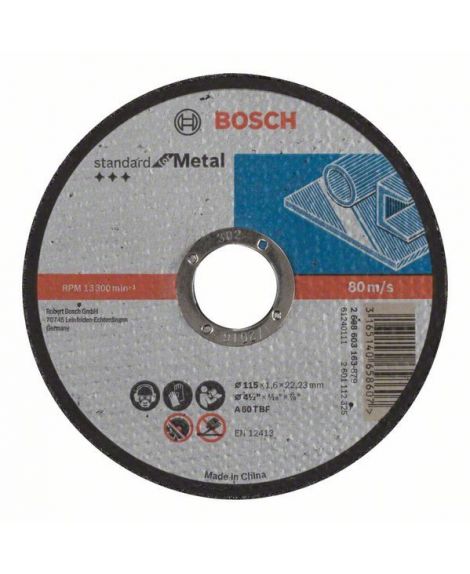 BOSCH Tarcza tnąca prosta Standard for Metal A 60 T BF, 115 mm, 22,23 mm, 1,6 mm