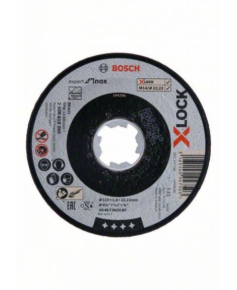 BOSCH X-LOCK Expert for Inox 115x1,6x22,23, do cięcia prostoliniowego AS 46 T INOX BF, 115 mm, 1,6 mm