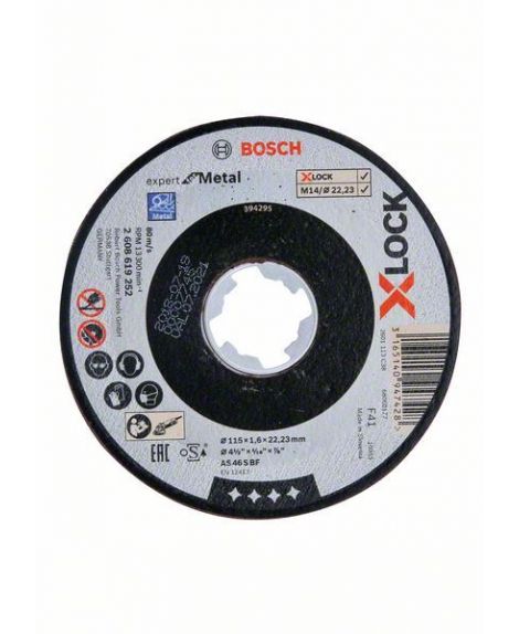 BOSCH X-LOCK Expert for Metal 115x1,6x22,23 do cięcia prostoliniowego AS 46 S BF, 115 mm, 1,6 mm