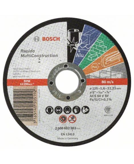 BOSCH Tarcza tnąca prosta Rapido Multi Construction ACS 46 V BF, 125 mm, 1,6 mm