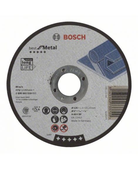 BOSCH Tarcza tnąca prosta Best for Metal A 46 V BF, 125 mm, 1,5 mm