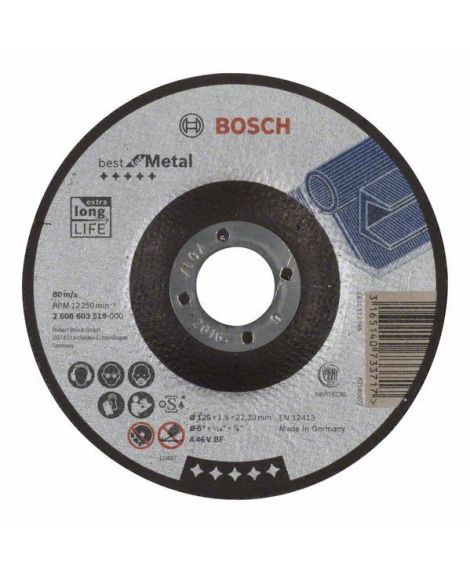 BOSCH Tarcza tnąca wygięta Best for Metal A 46 V BF, 125 mm, 1,5 mm