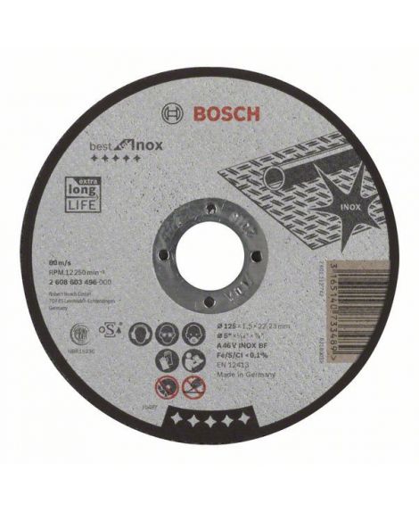 BOSCH Tarcza tnąca prosta Best for Inox A 46 V INOX BF, 125 mm, 1,5 mm