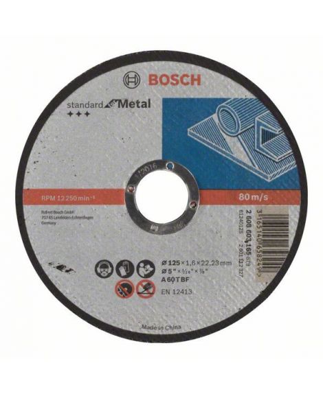 BOSCH Tarcza tnąca prosta Standard for Metal A 60 T BF, 125 mm, 22,23 mm, 1,6 mm