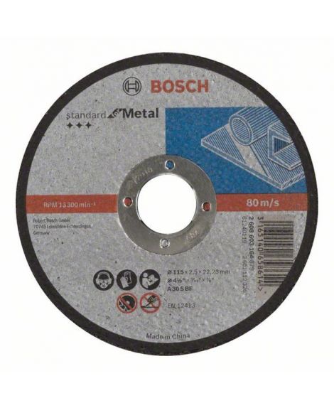 BOSCH Tarcza tnąca prosta Standard for Metal A 30 S BF, 115 mm, 22,23 mm, 2,5 mm