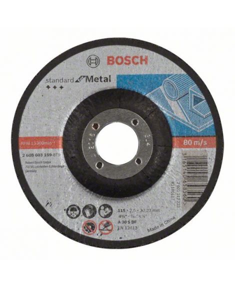 BOSCH Tarcza tnąca wygięta Standard for Metal A 30 S BF, 115 mm, 22,23 mm, 2,5 mm