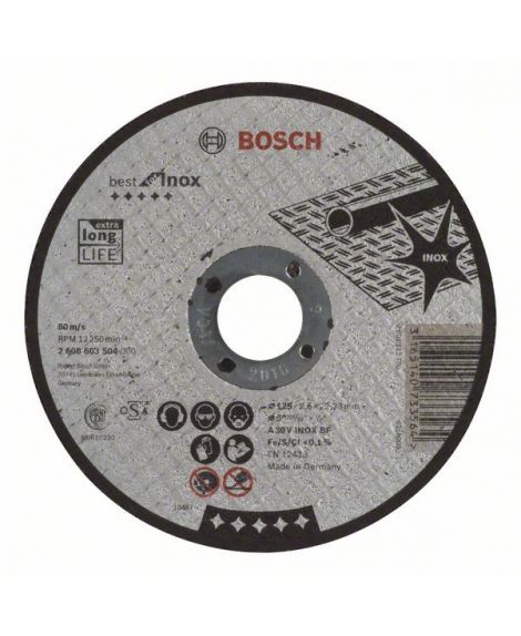 BOSCH Tarcza tnąca prosta Best for Inox A 30 V INOX BF, 125 mm, 2,5 mm