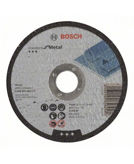 BOSCH Tarcza tnąca prosta Standard for Metal A 30 S BF, 125 mm, 22,23 mm, 2,5 mm