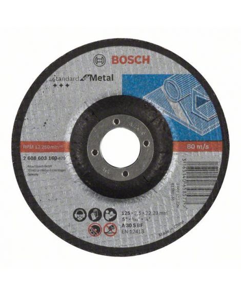 BOSCH Tarcza tnąca wygięta Standard for Metal A 30 S BF, 125 mm, 22,23 mm, 2,5 mm