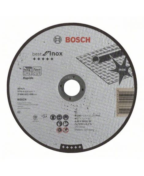 BOSCH Tarcza tnąca prosta Best for Inox – Rapido A 46 V INOX BF, 180 mm, 1,6 mm