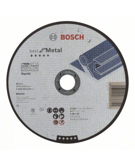 BOSCH Tarcza tnąca prosta Best for Metal – Rapido A 46 V BF, 180 mm, 1,6 mm