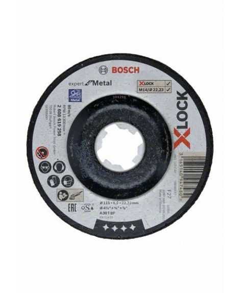 BOSCH X-LOCK Expert for Metal 115x6x22,23 do szlifowania obniżonego A 30 T BF, 115 mm, 6,0 mm