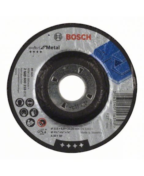 BOSCH Tarcza ścierna wygięta Expert for Metal A 30 T BF, 115 mm, 6,0 mm