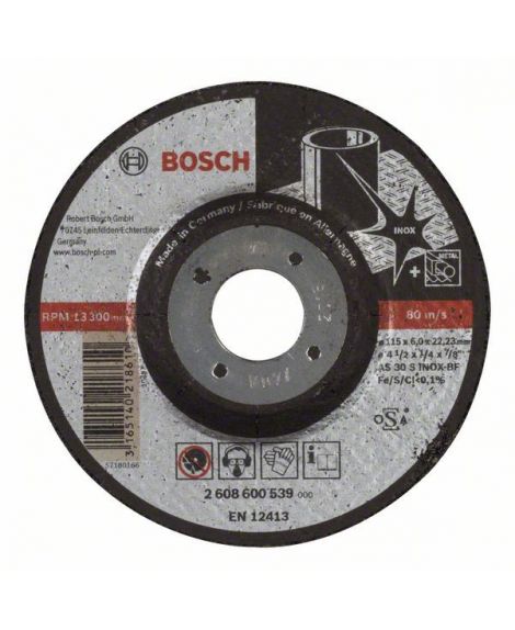 BOSCH Tarcza ścierna wygięta Expert for Inox AS 30 S INOX BF, 115 mm, 6,0 mm