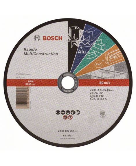 BOSCH Tarcza tnąca prosta Rapido Multi Construction ACS 46 V BF, 230 mm, 1,9 mm