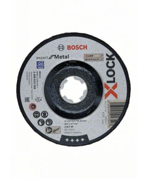 BOSCH X-LOCK Expert for Metal 125x6x22,23 do szlifowania obniżonego A 30 T BF, 125 mm, 6,0 mm