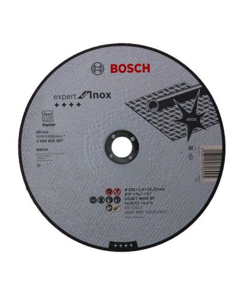 BOSCH Tarcza tnąca prosta Expert for Inox – Rapido AS 46 T INOX BF, 230 mm, 1,9 mm