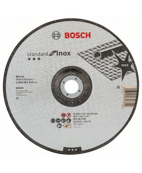 BOSCH Tarcza tnąca wygięta Standard for Inox WA 36 R BF, 230 mm, 22,23 mm, 1,9 mm