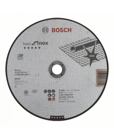 BOSCH Tarcza tnąca prosta Best for Inox A 30 V INOX BF, 230 mm, 2,5 mm