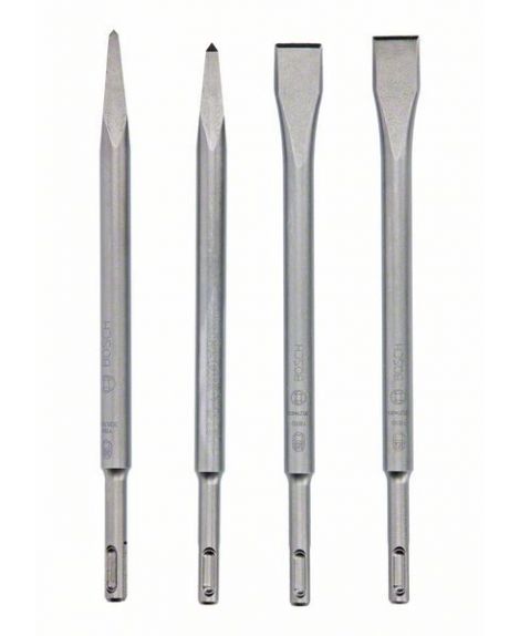 BOSCH Zestaw dłut SDS plus, 4 szt. 4pcs SDS plus chisel set: 2 pointed chisels 250mm, 2 flat chisels 250mm