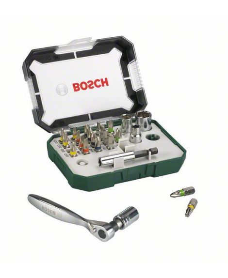 BOSCH 26-częściowy, minizestaw bitów z grzechotką Extra Hard DIY