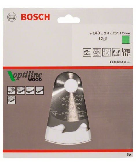 BOSCH Tarcza pilarska Optiline Wood 140 x 20_12,7 x 2,4 mm, 12