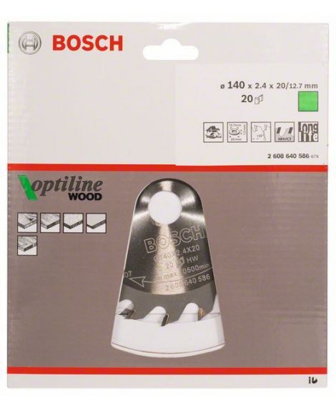 BOSCH Tarcza pilarska Optiline Wood 140 x 20_12,7 x 2,4 mm, 20