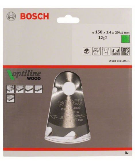 BOSCH Tarcza pilarska Optiline Wood 150 x 20_16 x 2,4 mm, 12