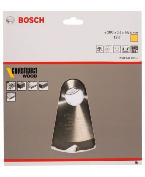 BOSCH Tarcza pilarska Construct Wood 180 x 30_20 x 2,6 mm- 12