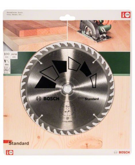 BOSCH Tarcza pilarska STANDARD D - 190 mm- otwór - 20 mm- Z - 40