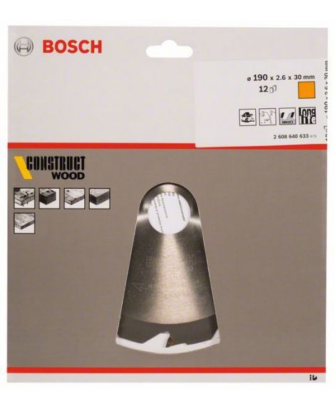 BOSCH Tarcza pilarska Construct Wood 190 x 30 x 2,6 mm- 12