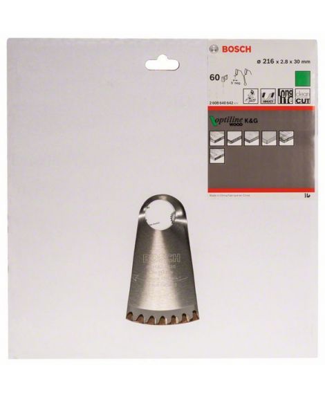 BOSCH Tarcza pilarska Optiline Wood 216 x 30 x 2,8 mm, 60