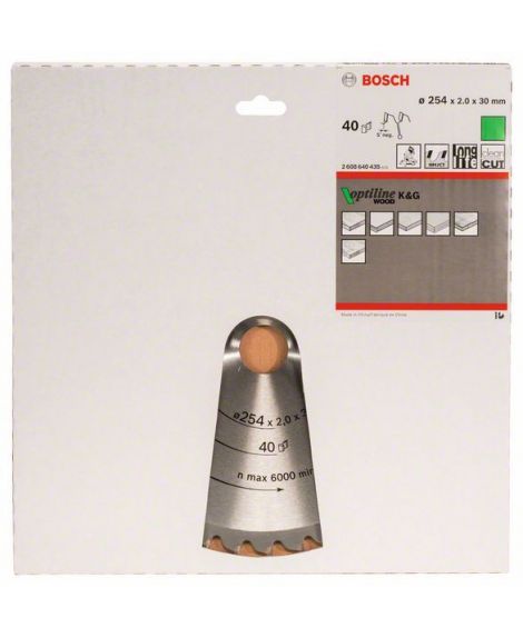 BOSCH Tarcza pilarska Optiline Wood 254 x 30 x 2,0 mm, 40