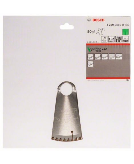 BOSCH Tarcza pilarska Optiline Wood 250 x 30 x 3,2 mm, 80