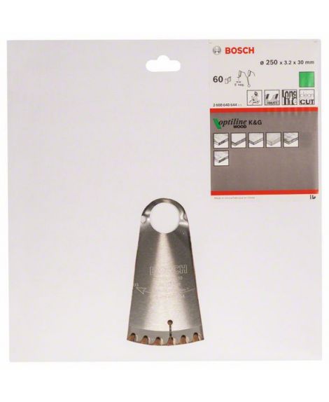 BOSCH Tarcza pilarska Optiline Wood 250 x 30 x 3,2 mm, 60