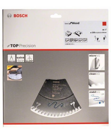 BOSCH Tarcza pilarska Top Precision Best for Wood 250 x 30 x 3,2 mm, 80