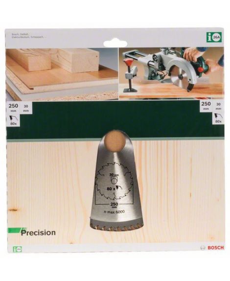 BOSCH Tarcza pilarska PRECISION D - 250 mm- otwór - 30 mm- Z - 80