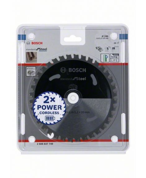 BOSCH Ostrze do piły tarczowej bezprzewodowej Standard for Steel 160 x 1,6 _ 1,1 x 20 T36