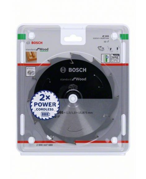 BOSCH Tarcza do piły tarczowej bezprzewodowej Standard for Wood 165 × 1,5 _ 1 × 15,875 T12