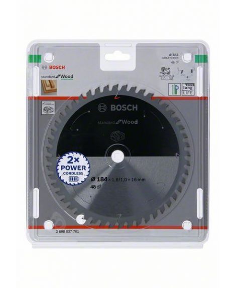 BOSCH Tarcza do piły tarczowej bezprzewodowej Standard for Wood 184 × 1,6 _ 1 × 16 T48