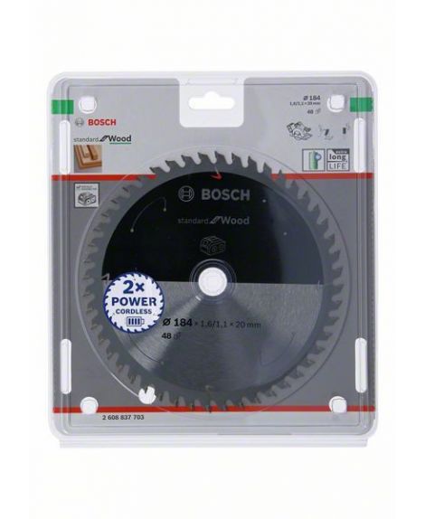 BOSCH Tarcza do piły tarczowej bezprzewodowej Standard for Wood 184 × 1,6 _ 1,1 × 20 T48